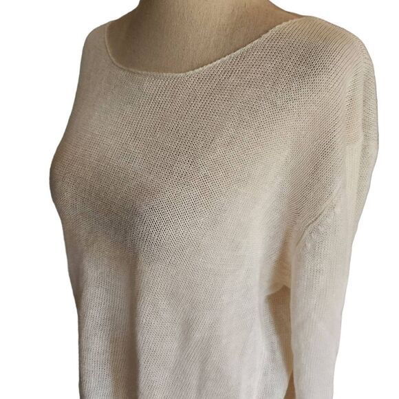 Eileen Fisher Ivory Linen Knit Sweater Scoop Large - Picture 5 of 9